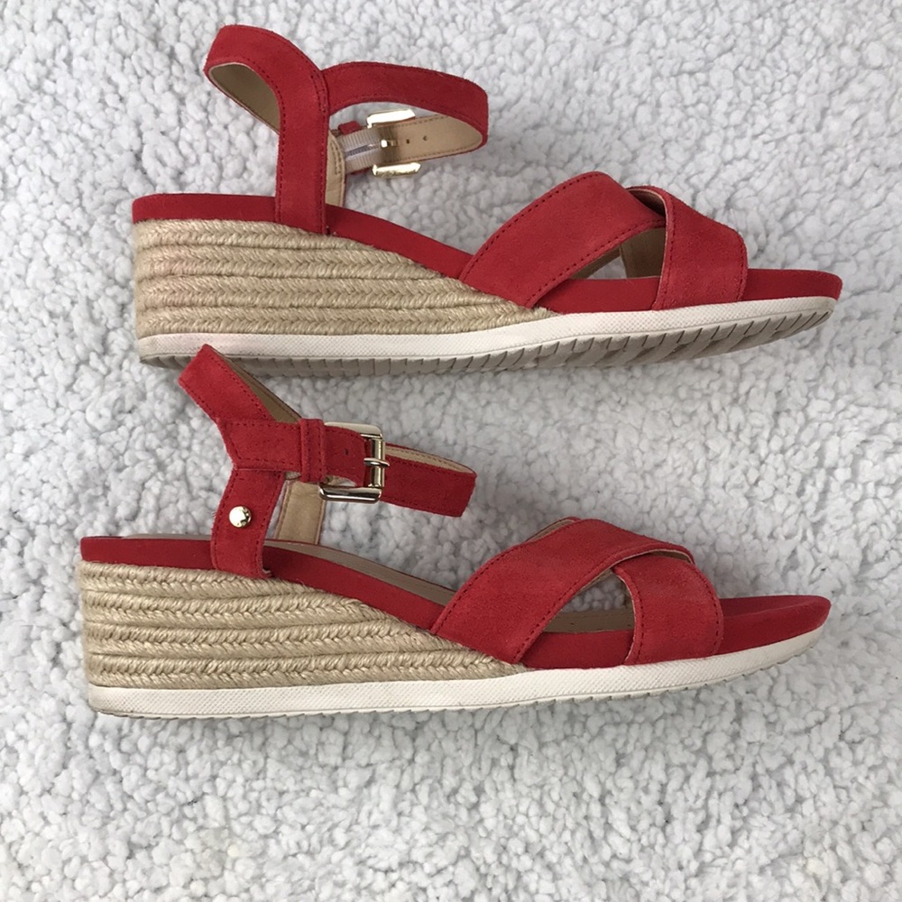 Geox Women’s Red Suede Wedge Sandals